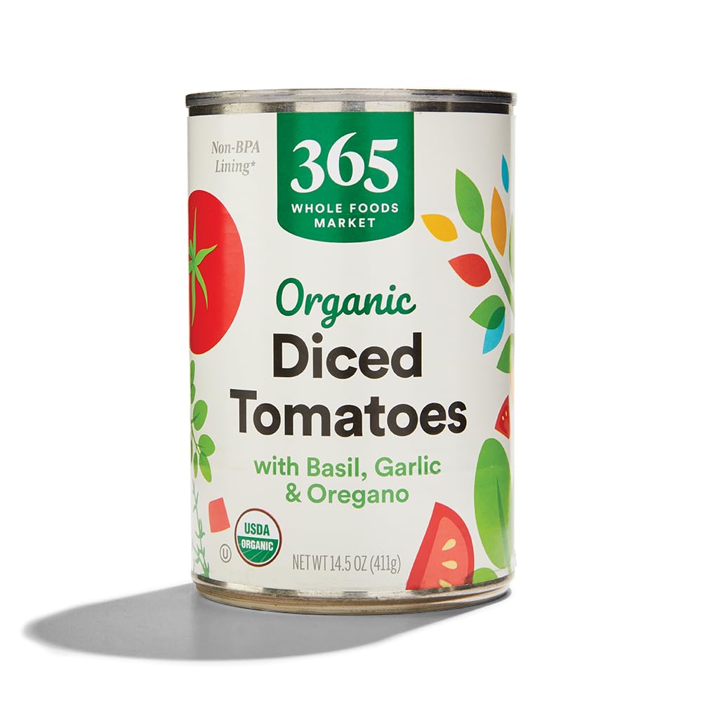 Organic Diced Tomatoes With Basil Garlic & Oregano 14.5 Oz 365 By Whole Foods Market