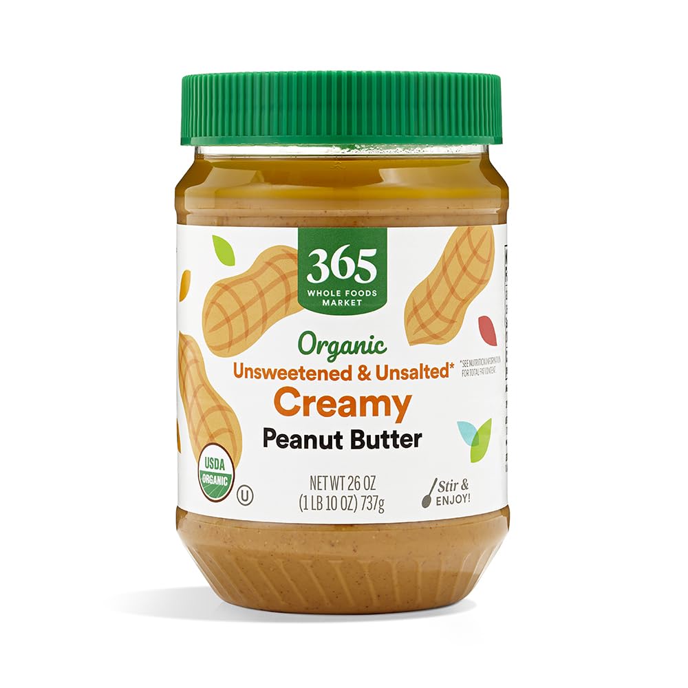 Organic Creamy Peanut Butter Unsweetened Unsalted 26 Oz 1 Count 365 By Whole Foods Market