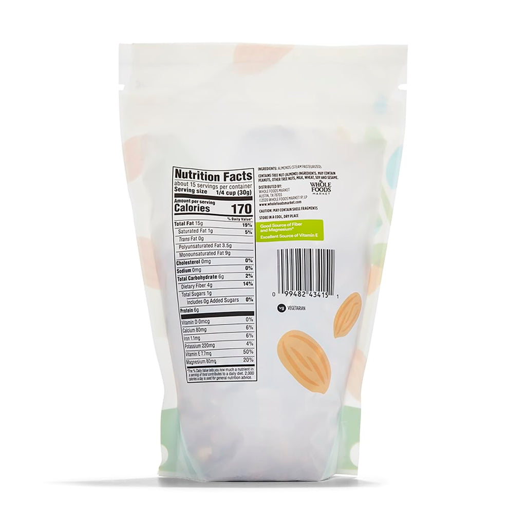 Whole Raw Almonds 16 Oz 1 Count 365 By Whole Foods Market