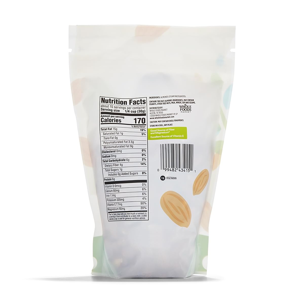 Whole Raw Almonds 16 Oz 1 Count 365 By Whole Foods Market