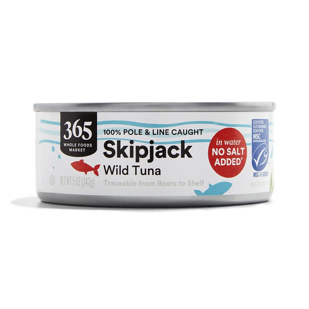 Unsalted Skipjack Tuna in Water 5 Oz 365 By Whole Foods Market