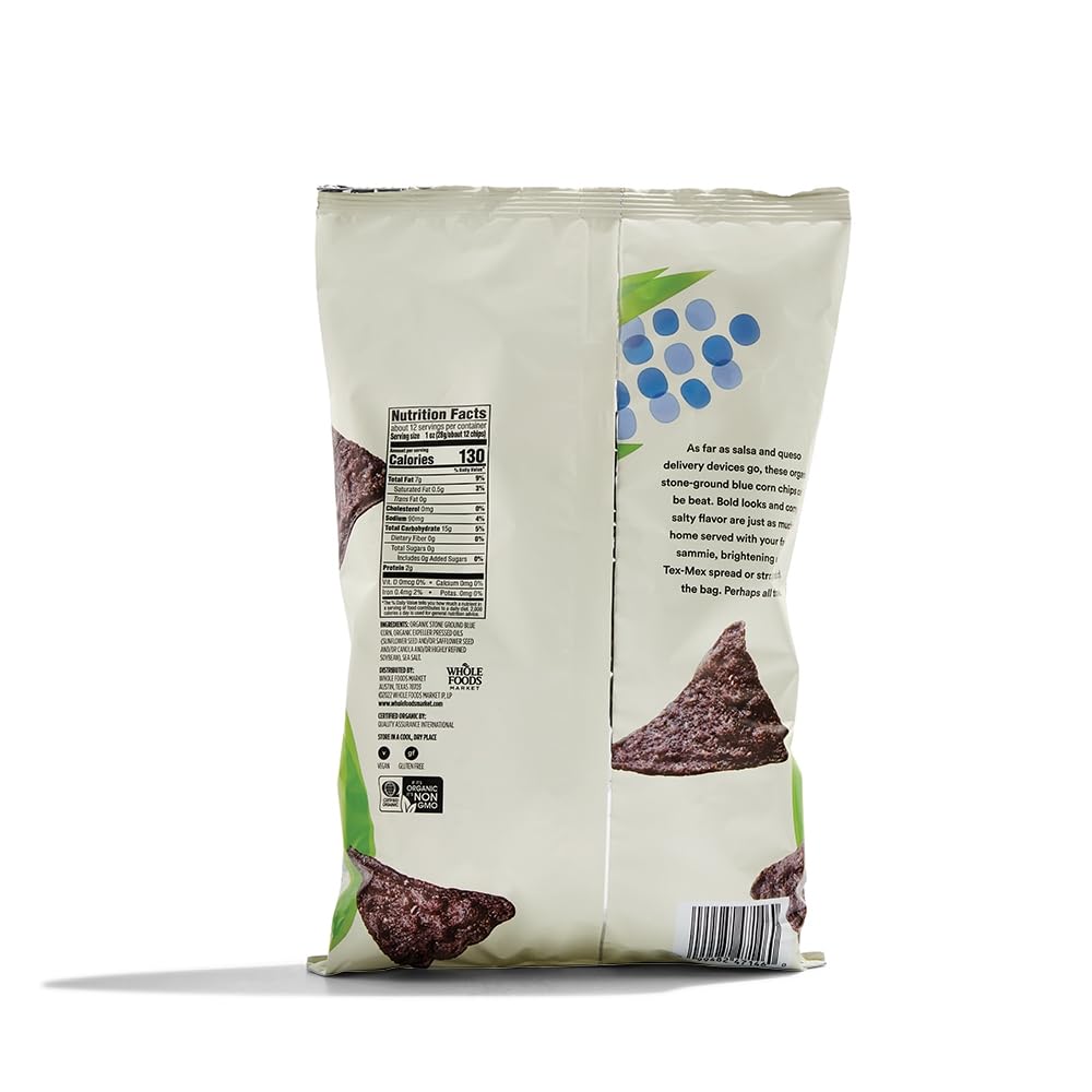 Organic Blue Corn Tortilla Chips 12 Oz 1 Count 365 By Whole Foods Market