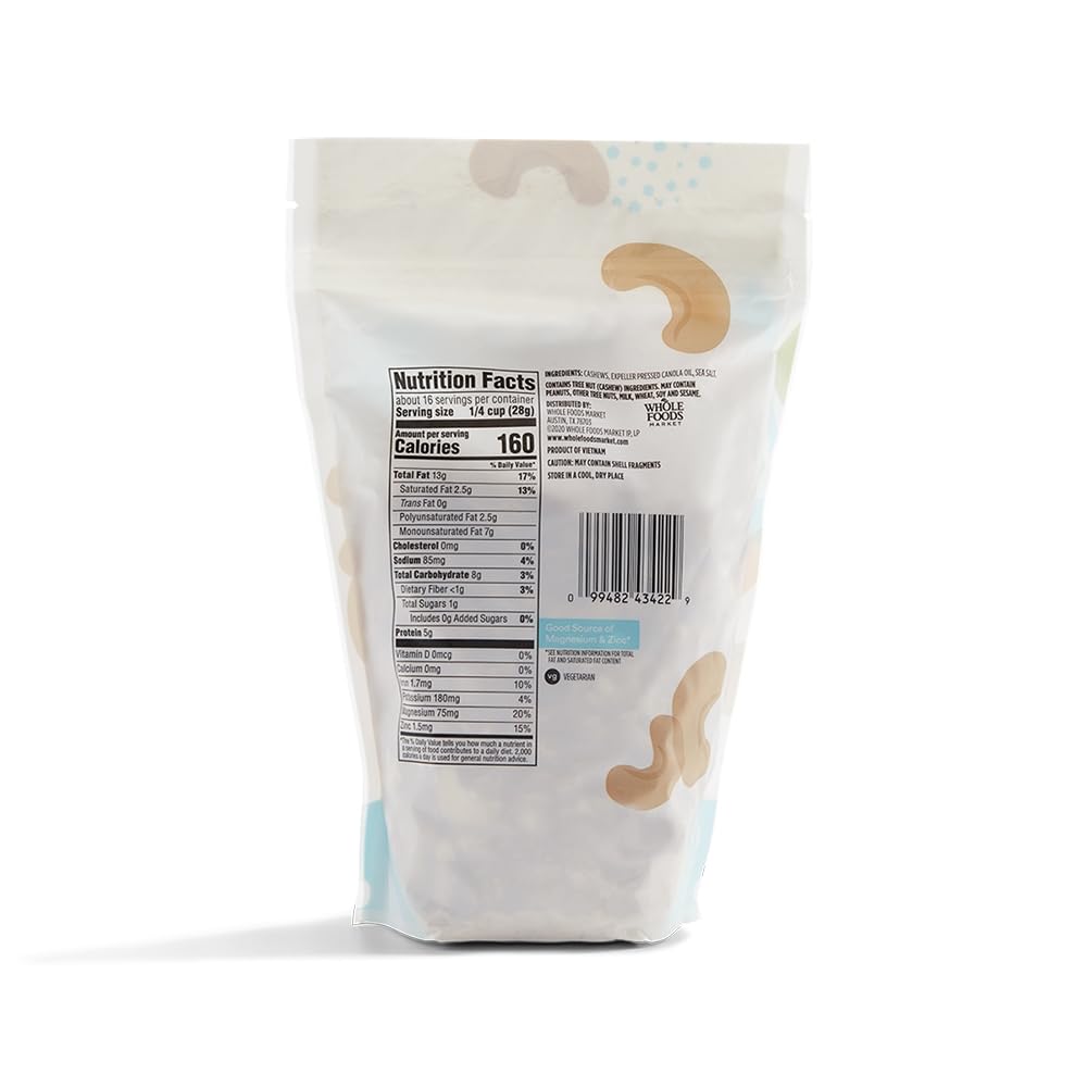 Roasted & Salted Cashews 16 Oz 365 By Whole Foods Market