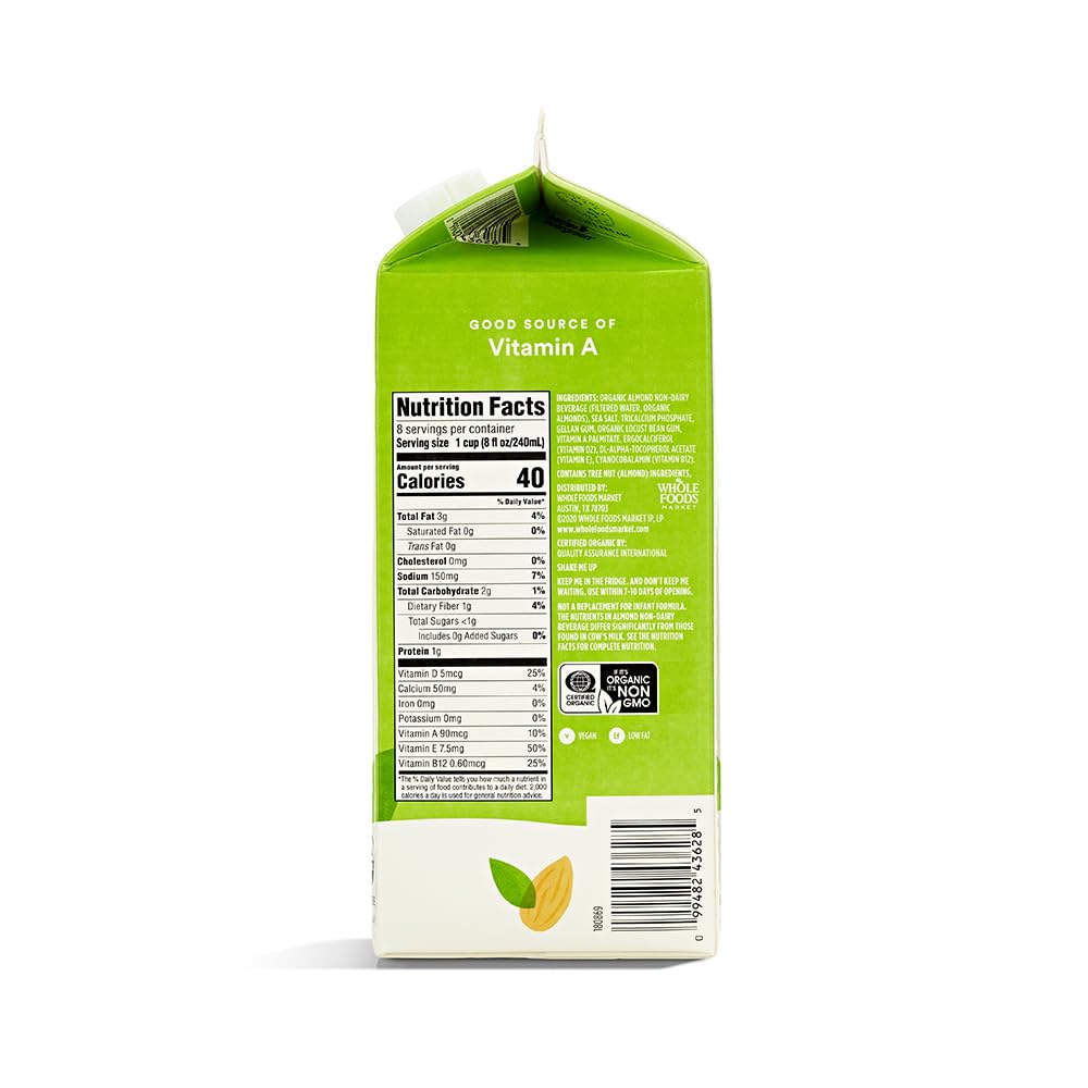 Organic Unsweetened Almond Milk 64 Fl Oz 365 By Whole Foods Market