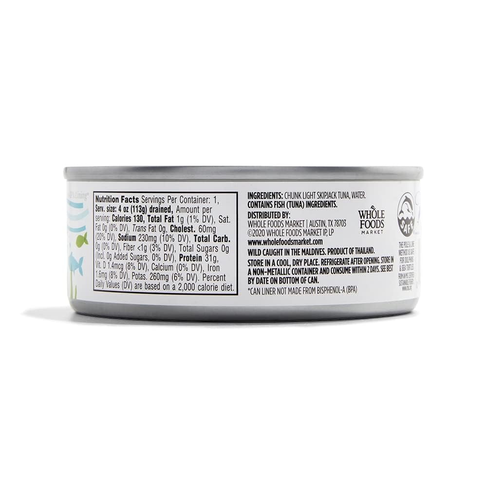 Unsalted Skipjack Tuna in Water 5 Oz 365 By Whole Foods Market
