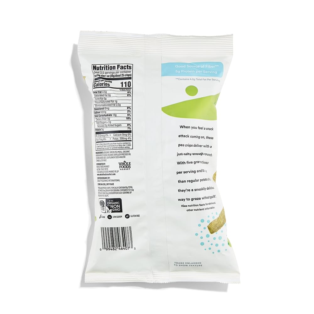 Organic Lightly Salted Pea Crisps 3.3 Oz 365 By Whole Foods Market