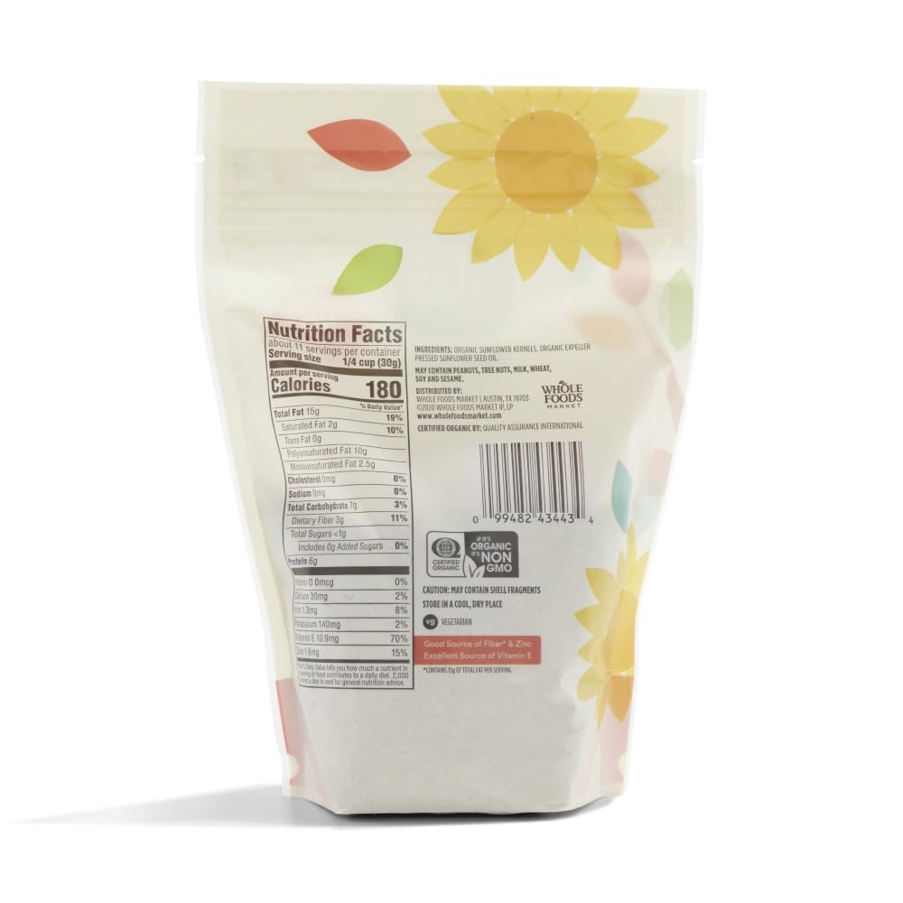 Organic Roasted Unsalted Sunflower Kernels 12 Oz 365 By Whole Foods Market