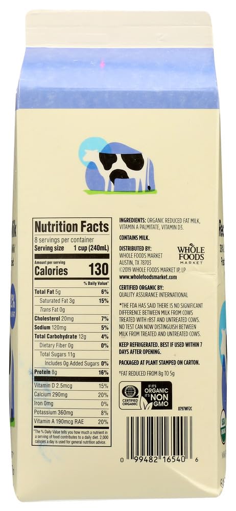 Organic Reduced Fat 2% Milk 64 Fl Oz 365 By Whole Foods Market