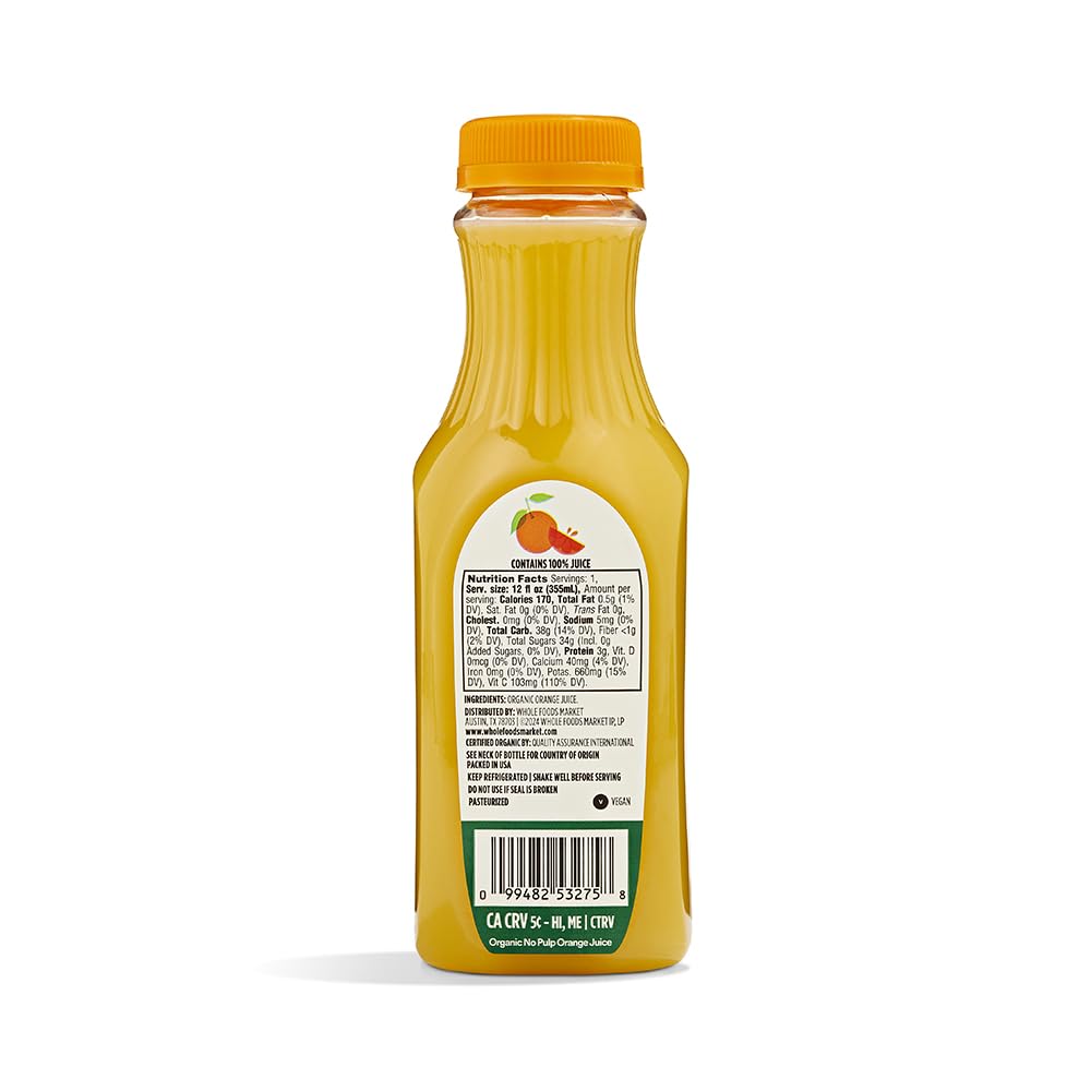 Organic Orange Juice No Pulp 12 Fl Oz 365 By Whole Foods Market