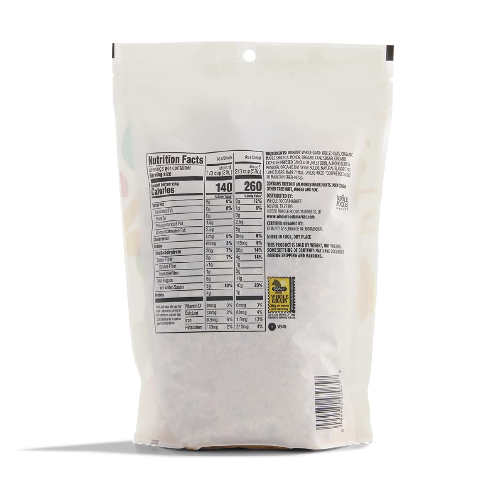 Organic Maple & Almond Butter Granola 12 Oz 1 Count 365 By Whole Foods Market