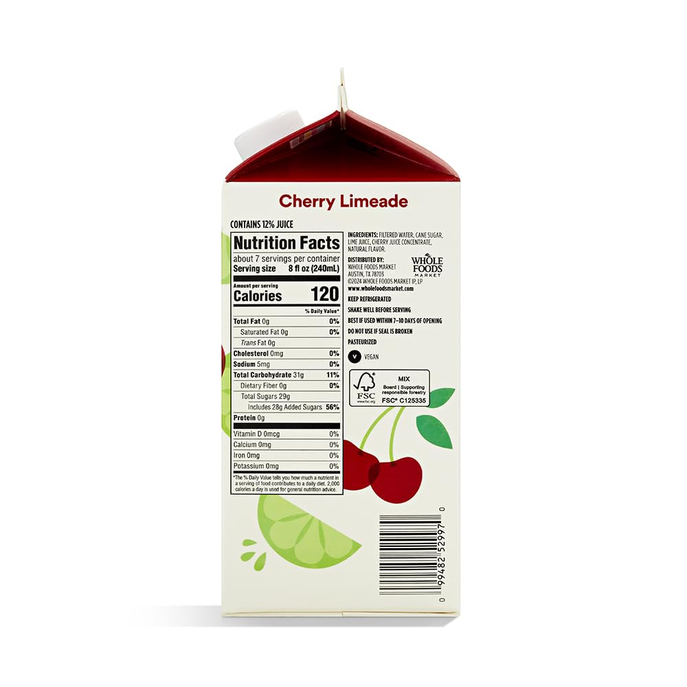 Cherry Limeade 52 Fl Oz 365 By Whole Foods Market