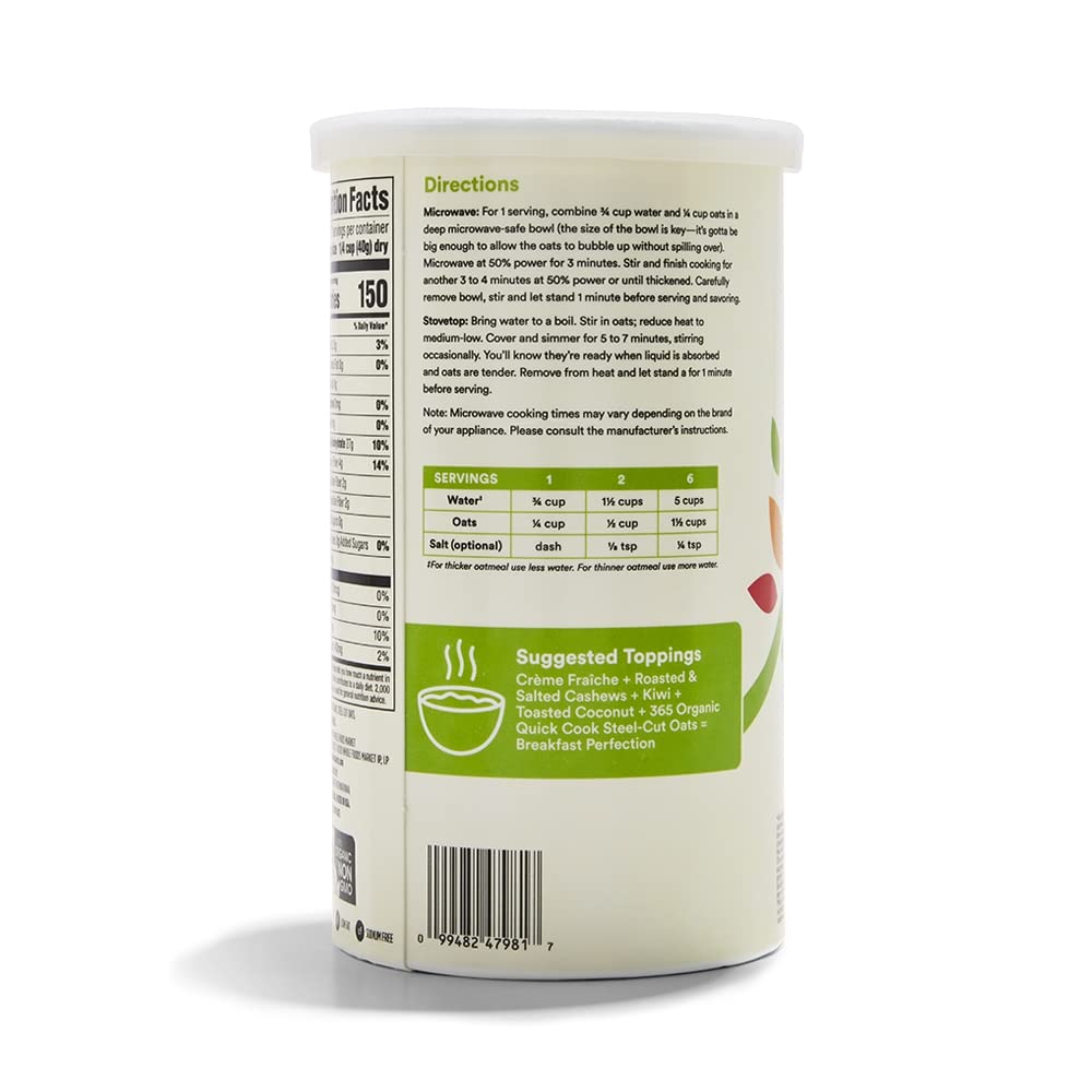 Organic Quick Cook Steel Cut Oats 24 Oz 365 By Whole Foods Market