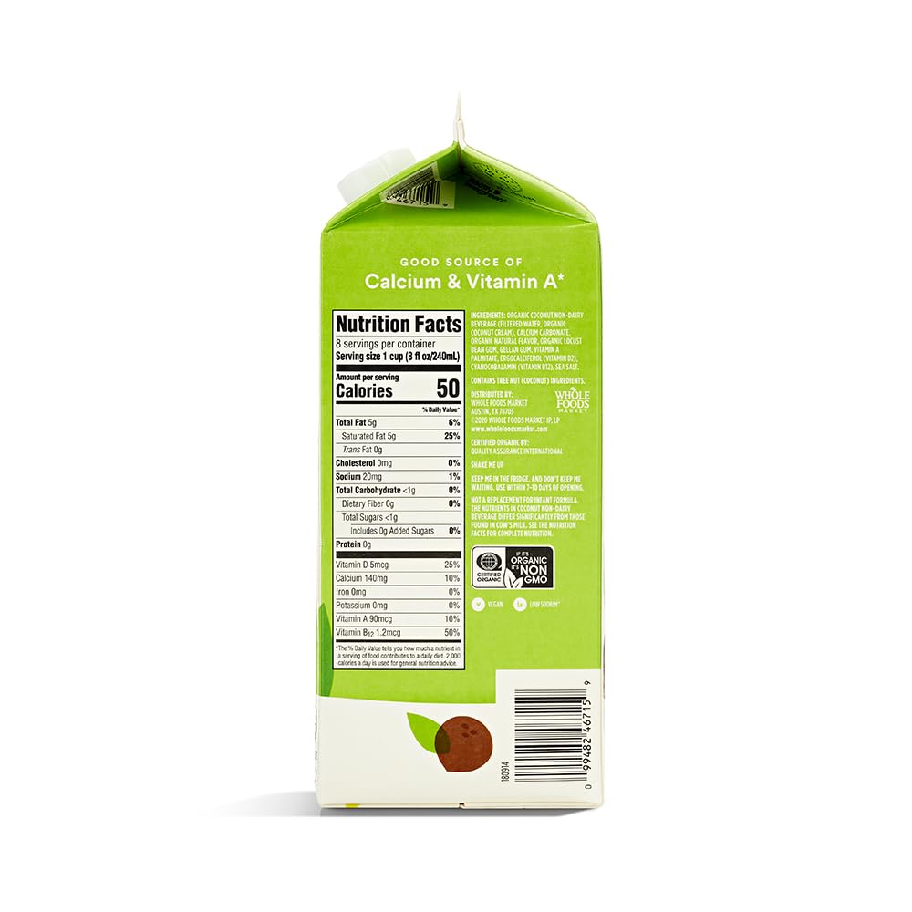Organic Unsweetened Original Coconut Milk Beverage 64 Fl Oz 365 By Whole Foods Market