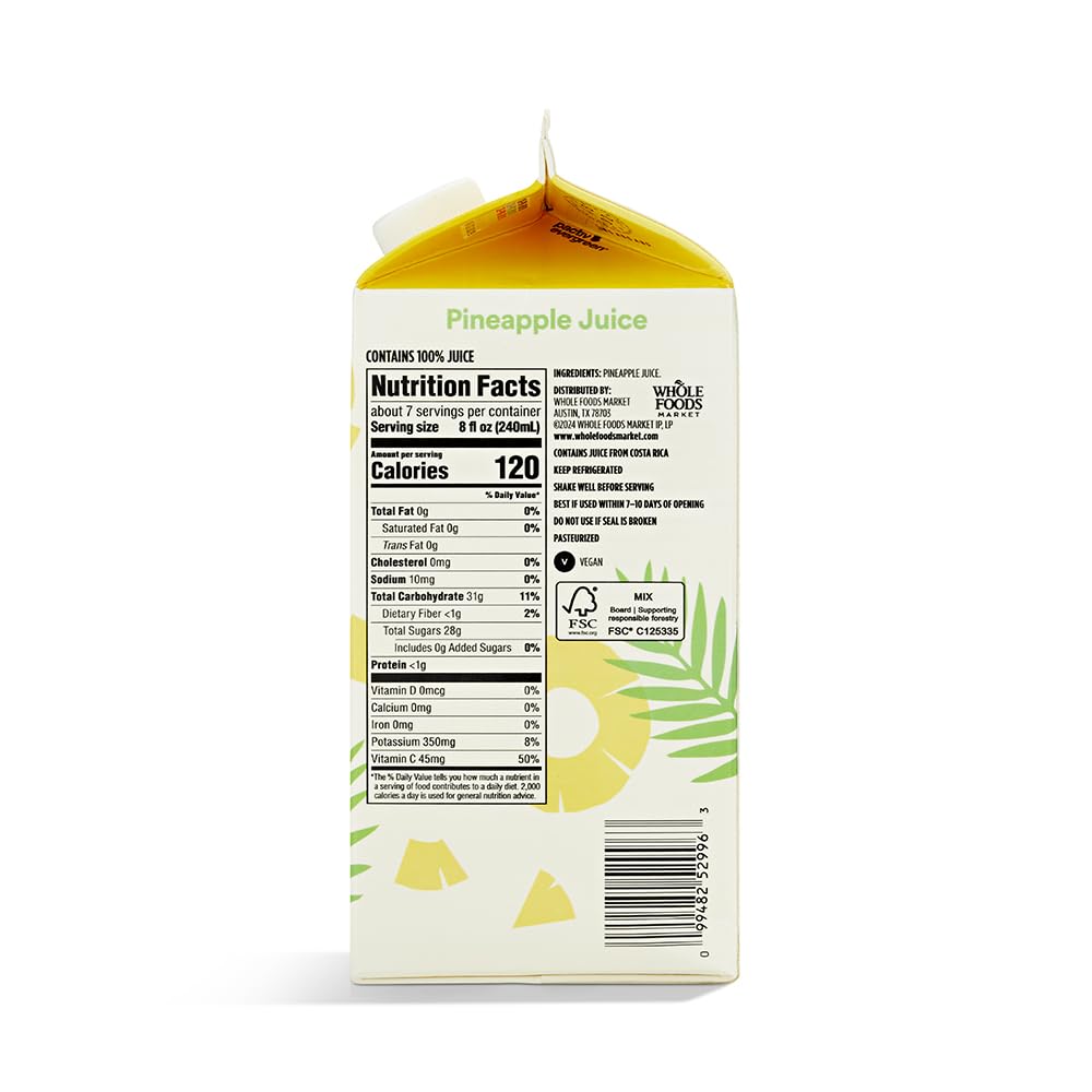 Pineapple Juice 52 Fl Oz 365 By Whole Foods Market