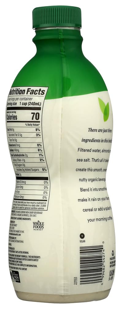 Organic Unsweetened Almond Beverage 32 Fl Oz 365 By Whole Foods Market