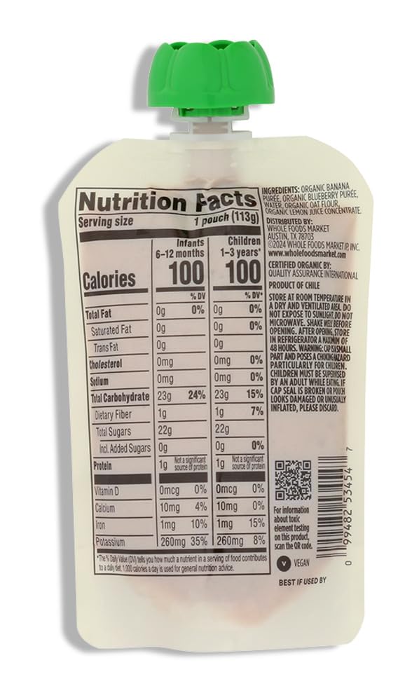 Organic Banana Blueberry Oat Baby Food 4 Oz 365 By Whole Foods Market