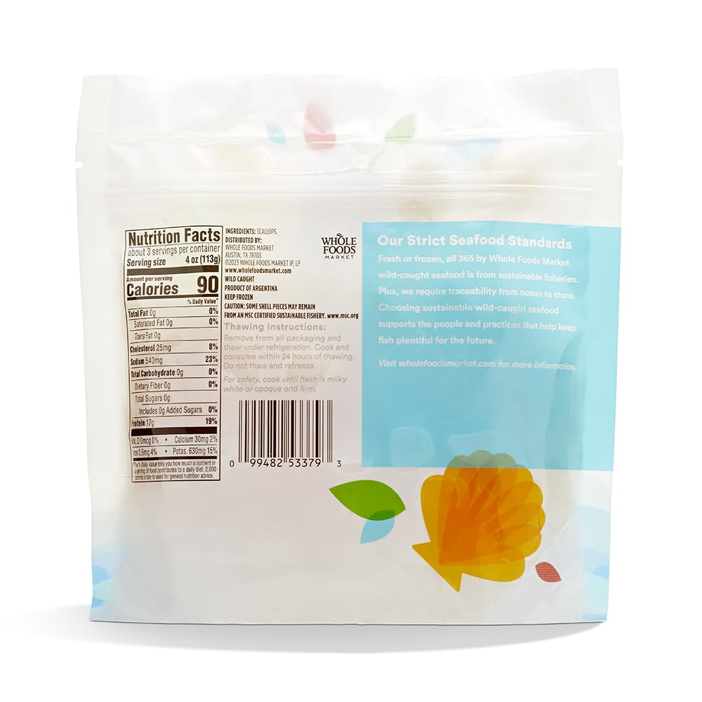 Patagonian Sea Scallops 80/120 12 Oz 365 By Whole Foods Market