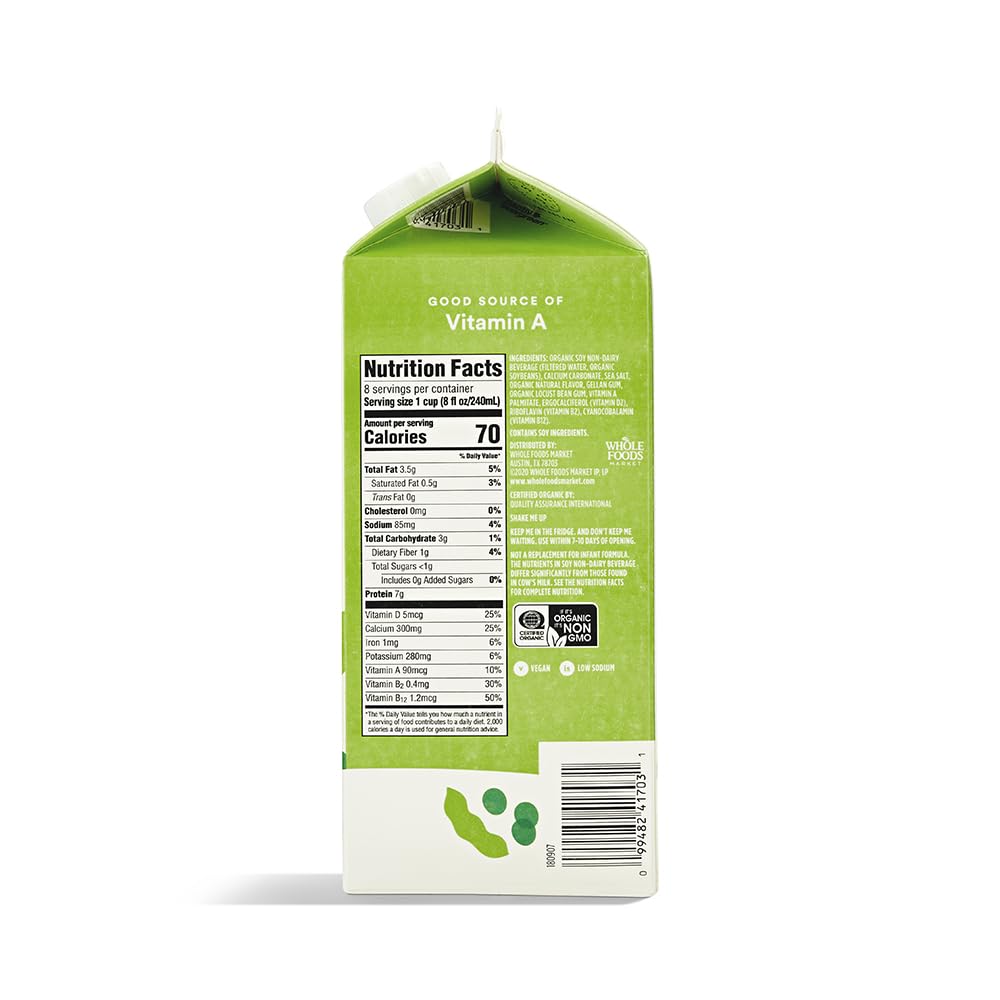 Organic Unsweetened Soymilk 64 Fl Oz 365 By Whole Foods Market