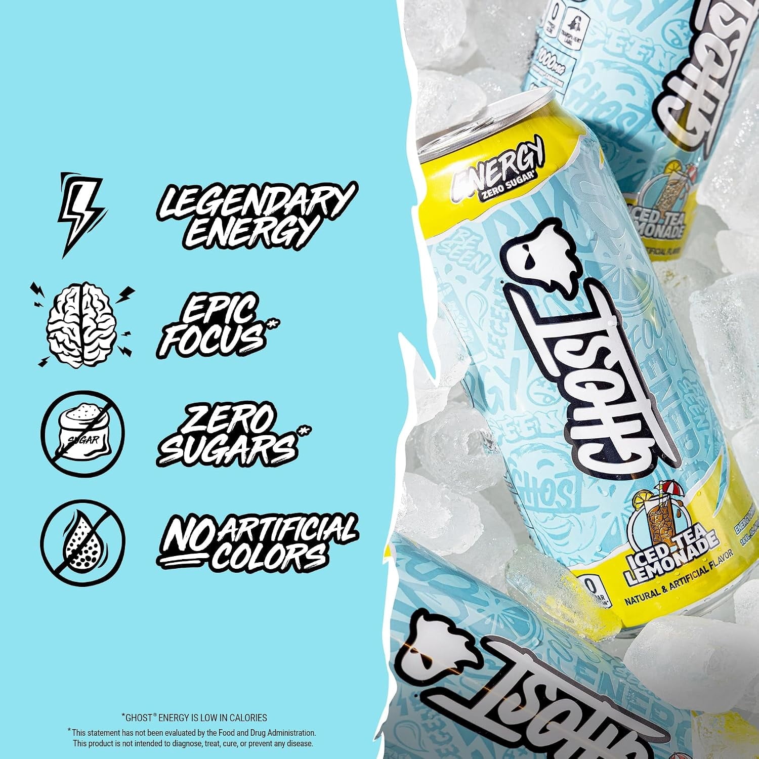 GHOST Energy Iced Tea Lemonade Zero Sugar Energy Drink 16 fl oz Single Can