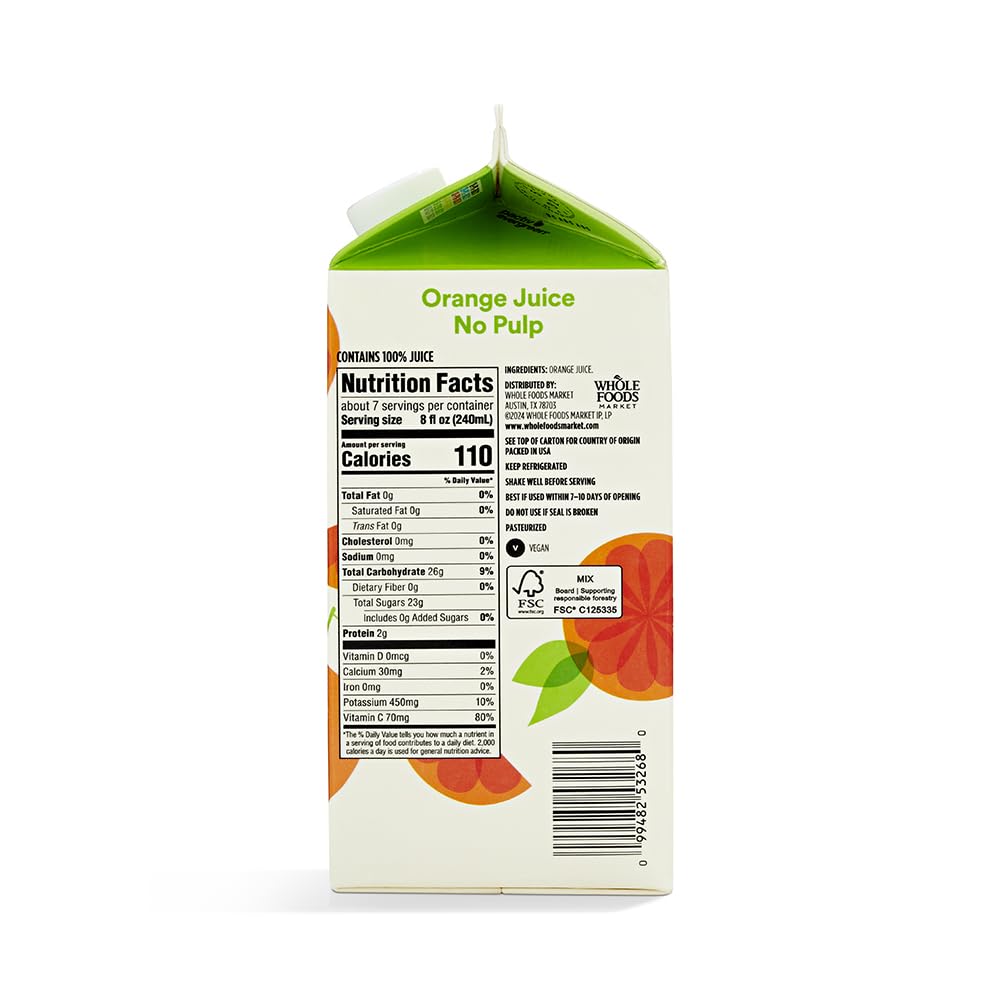 No Pulp Orange Juice 52 Fl Oz 365 By Whole Foods Market