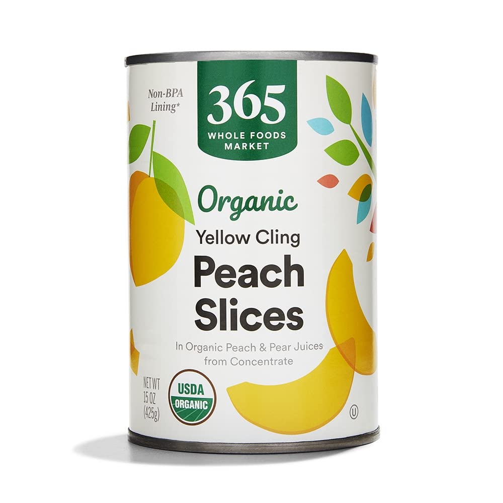 Organic Yellow Cling Peach Slices 15 Oz 365 By Whole Foods Market