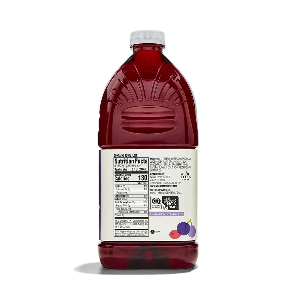 Organic Grape Cranberry Juice Blend 64 Fl Oz 365 By Whole Foods Market