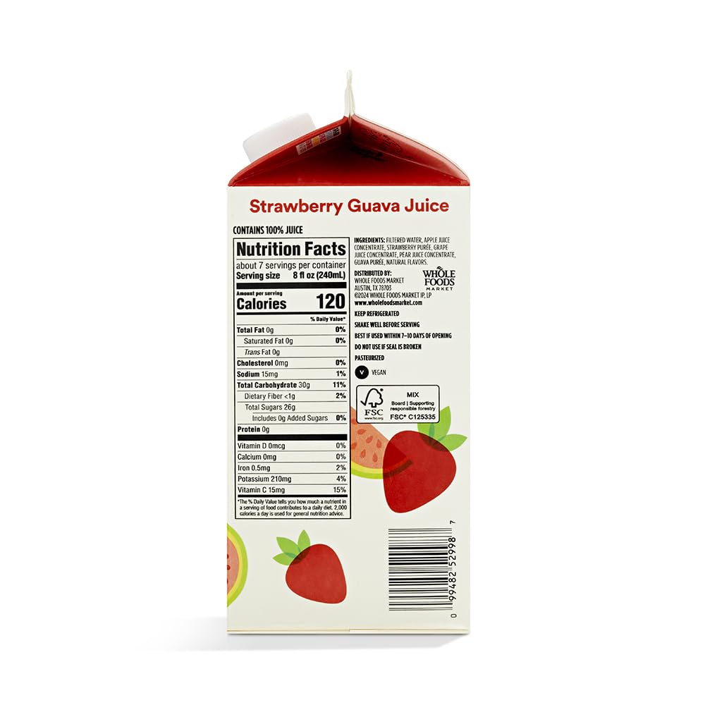 Strawberry Guava Juice 52 Fl Oz 365 By Whole Foods Market