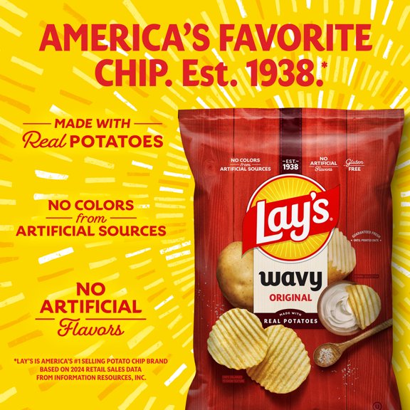 Original Flavored Wavy Potato Chips 7.75 Oz 1 Count Lay's