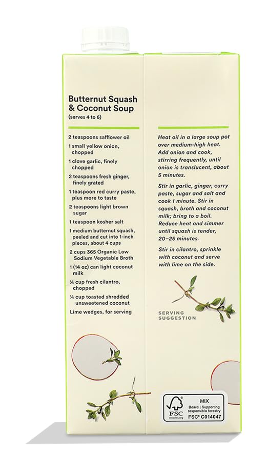 Organic Low Sodium Vegetable Broth 32 FZ 365 By Whole Foods Market