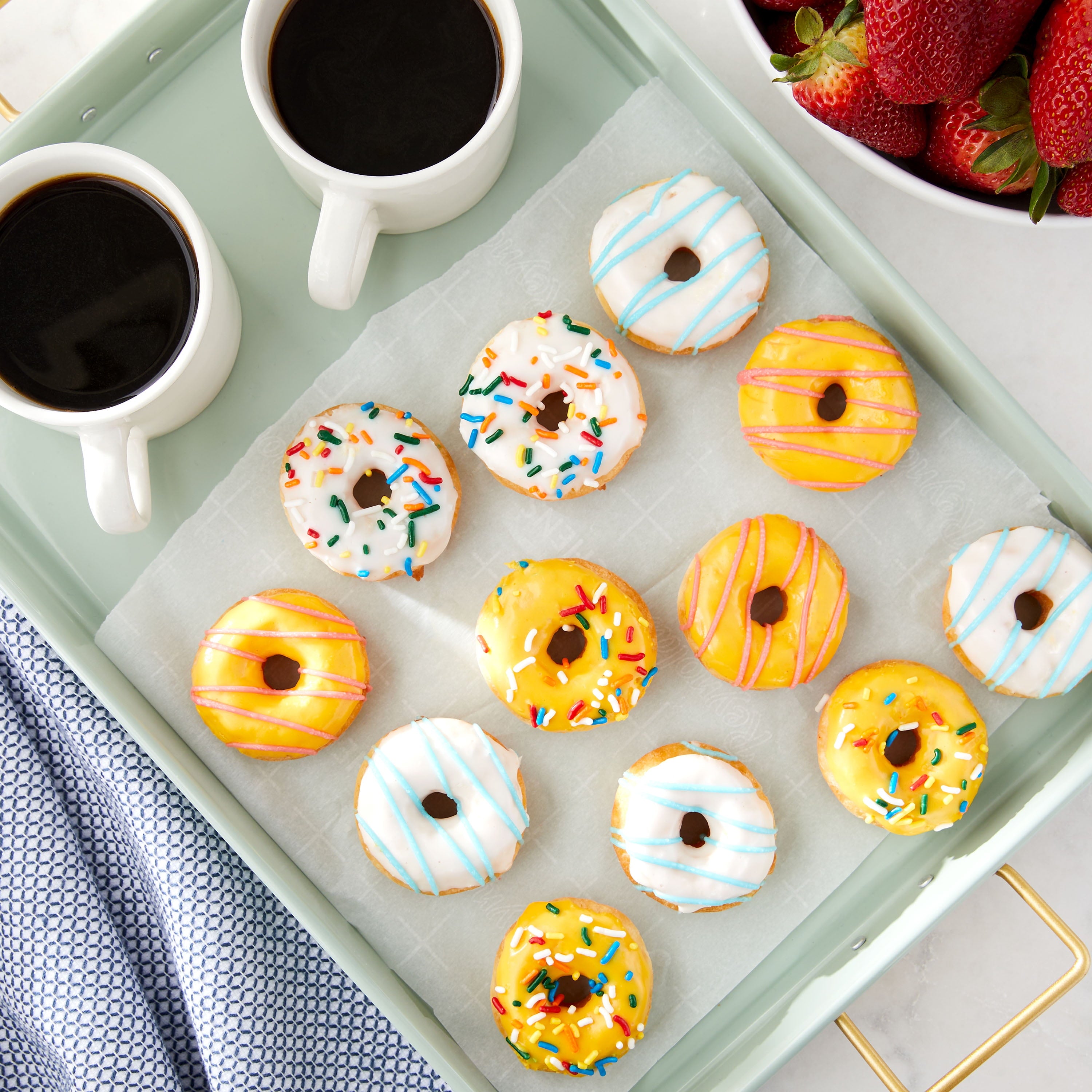 Birthday Cake Iced Mini Donuts 8 Oz 12 Count Freshness Guaranteed