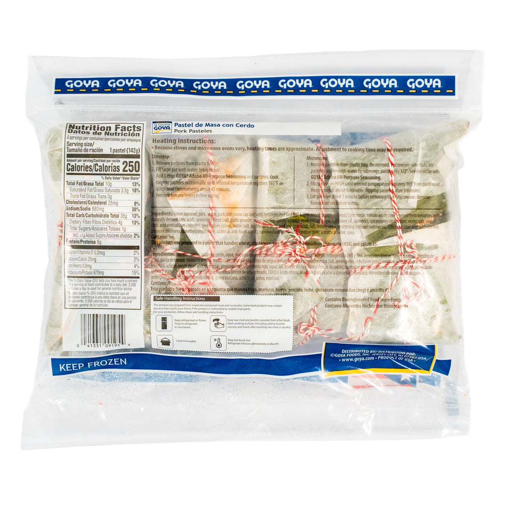 Goya Pork Pasteles Frozen 4 Count 20 Oz