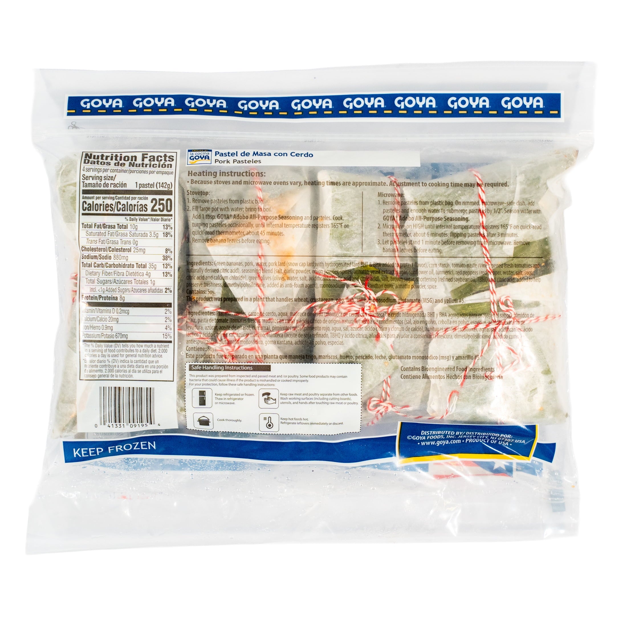 Goya Pork Pasteles Frozen 4 Count 20 Oz