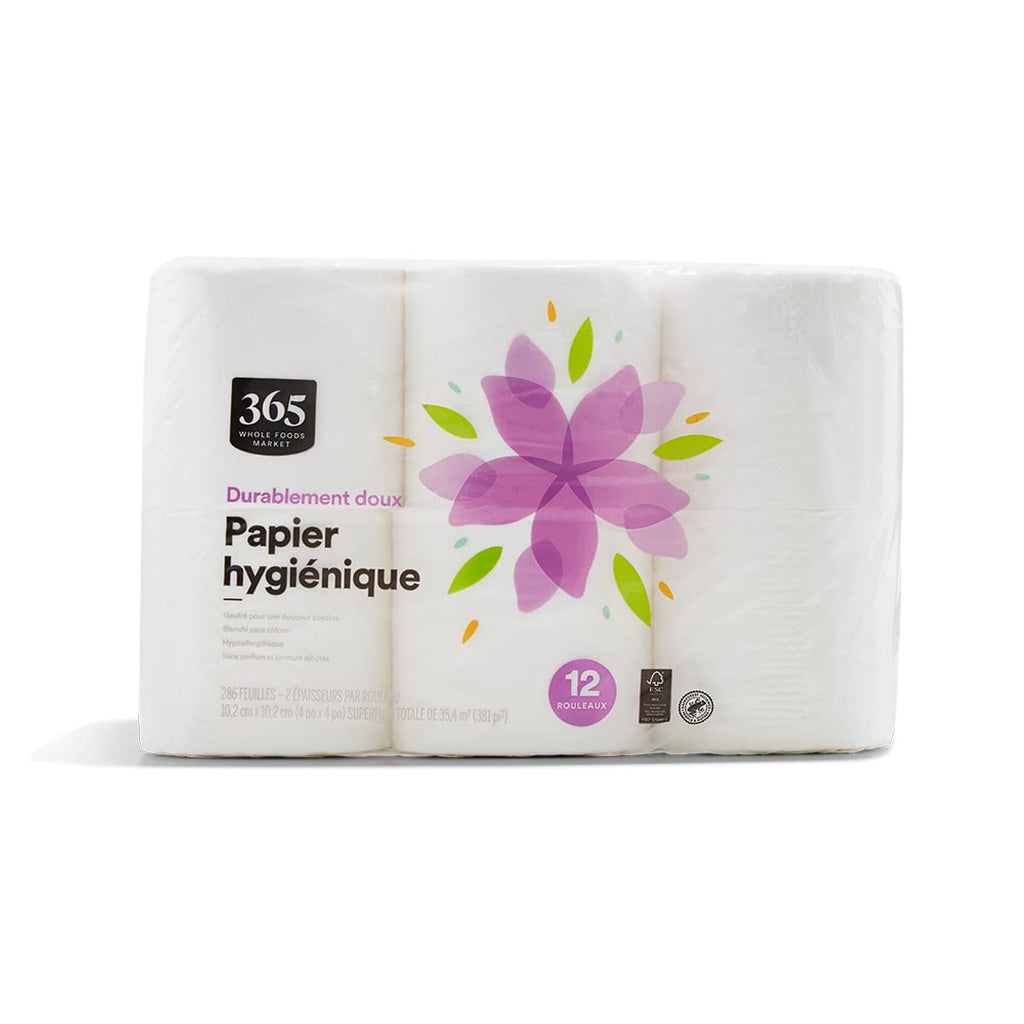 Sustainably Soft Bath Tissue Hypoallergenic 286 Sheets Per Roll 12 Count 365 By Whole Foods Market