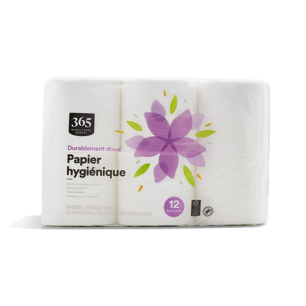Sustainably Soft Bath Tissue Hypoallergenic 286 Sheets Per Roll 12 Count 365 By Whole Foods Market