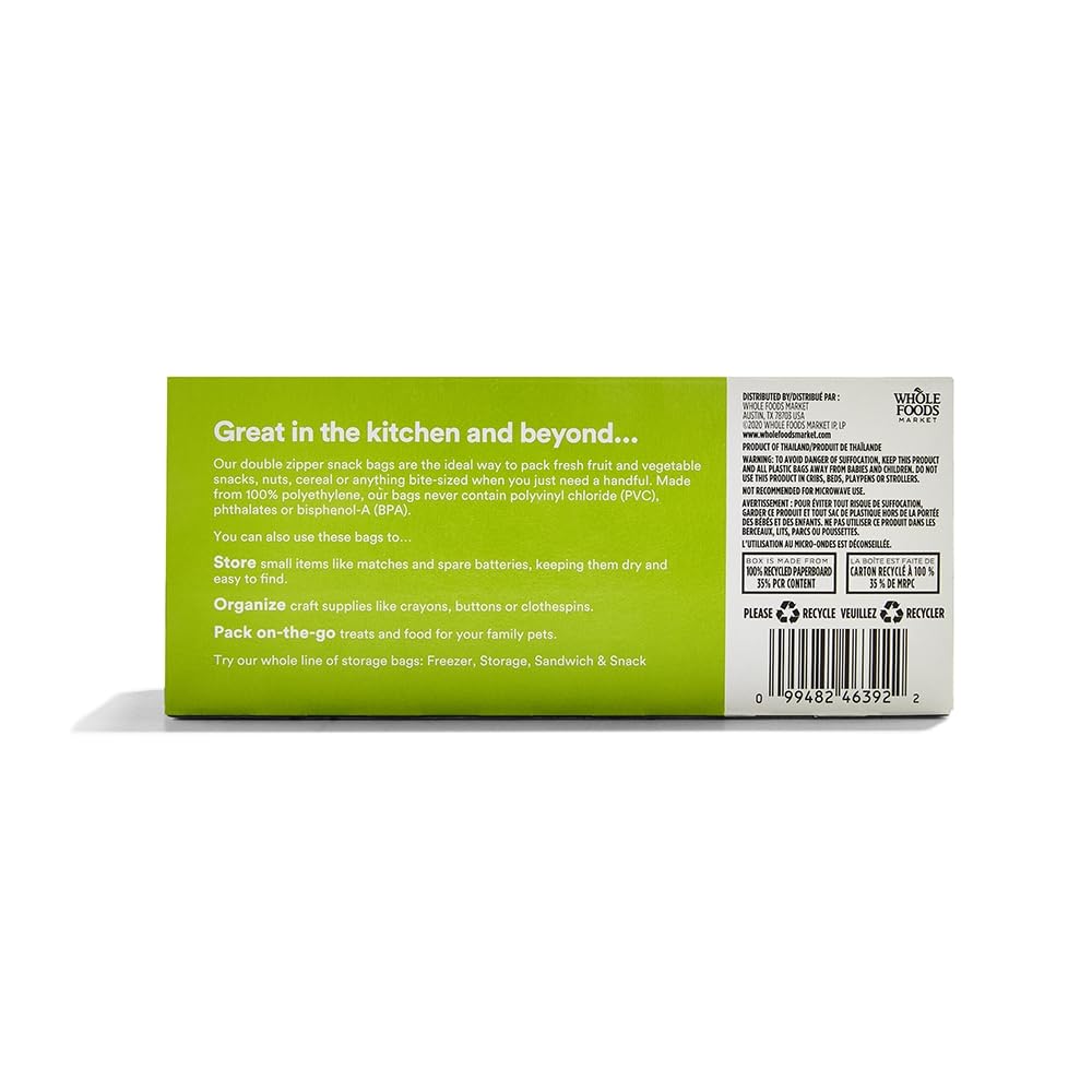Snack Size Storage Bags Double Zipper 50 Count 365 By Whole Foods Market