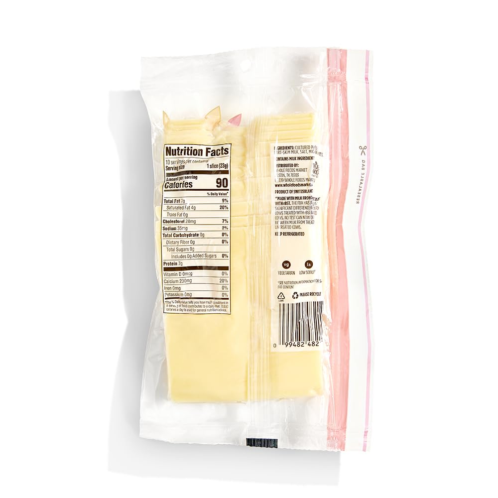 Swiss Cheese Slices 8 Oz 365 By Whole Foods Market