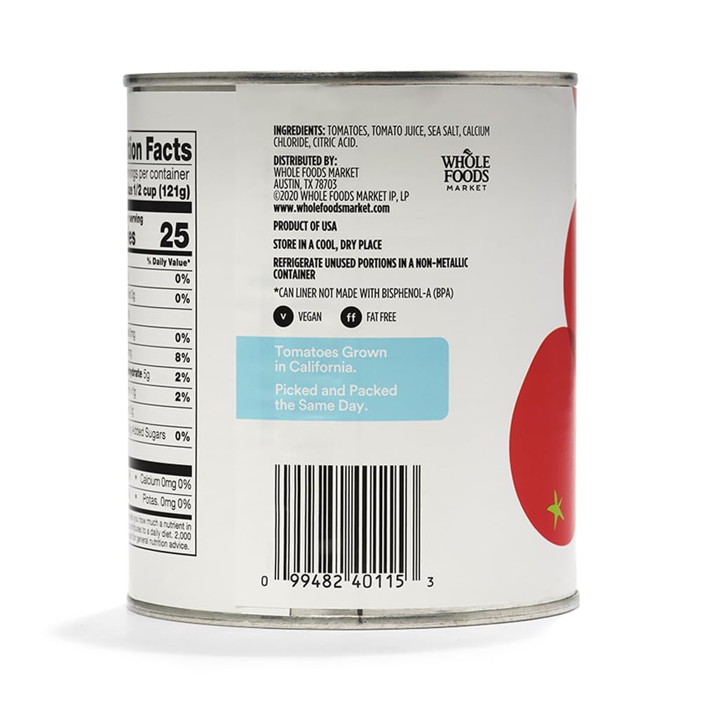 Whole Tomatoes Peeled 28 Oz 365 By Whole Foods Market