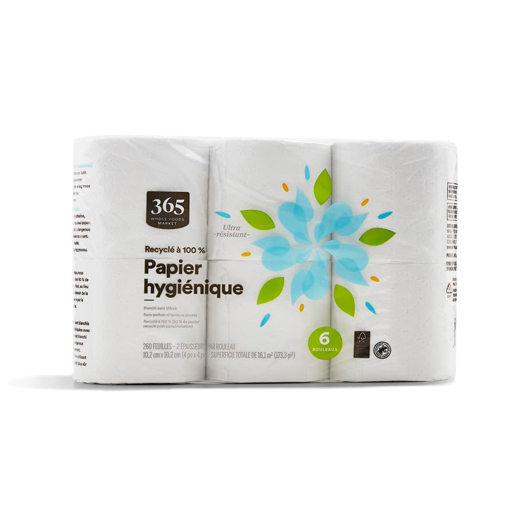 100% Recycled Bath Tissue Ultra-Strong 260 Sheets 6 Count 365 By Whole Foods Market