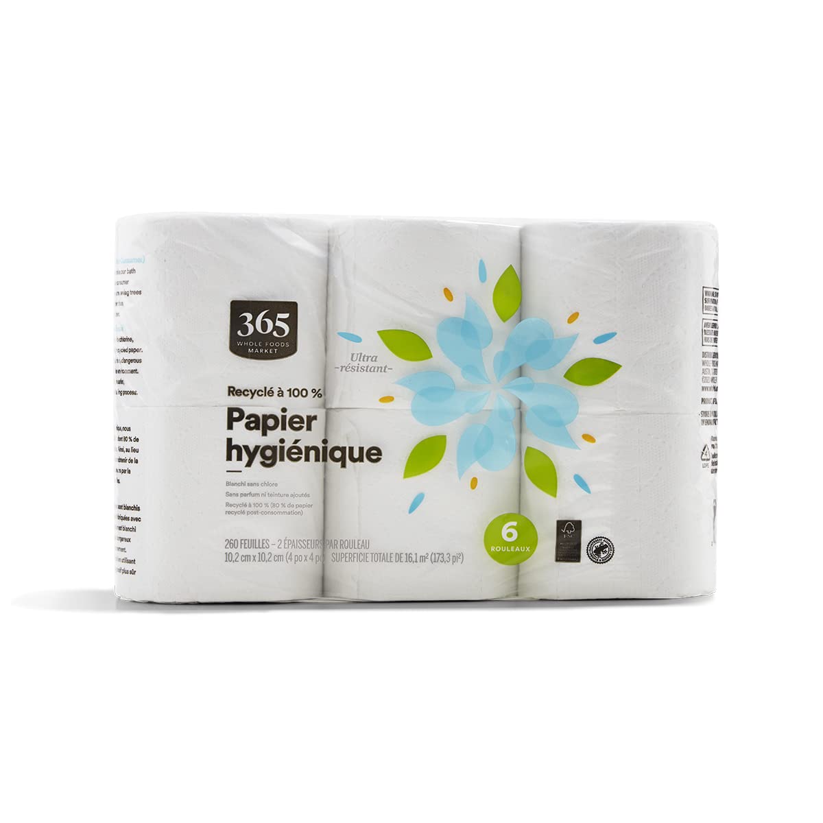 100% Recycled Bath Tissue Ultra-Strong 260 Sheets 6 Count 365 By Whole Foods Market