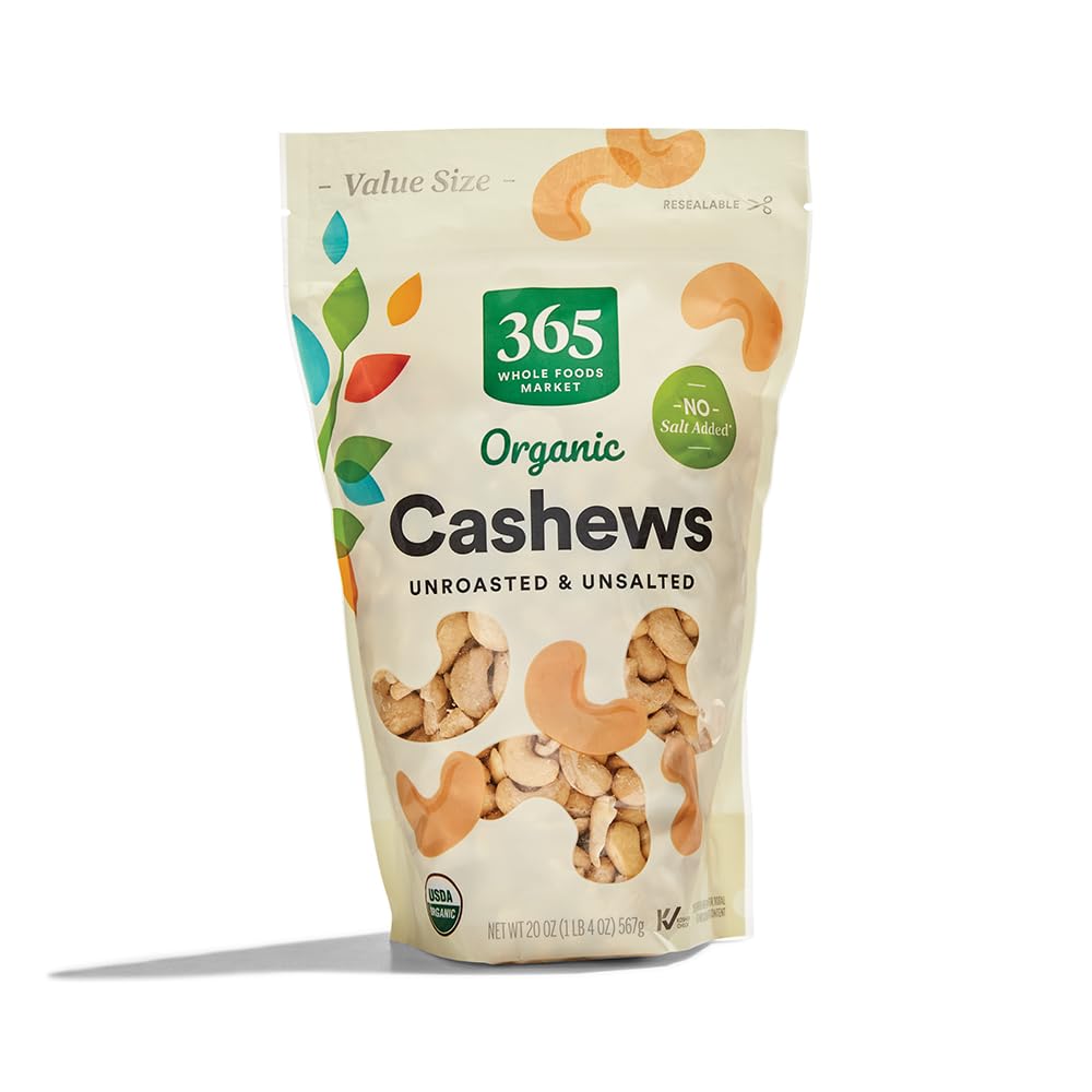 Organic Cashews Unroasted Unsalted 20 Oz 365 By Whole Foods Market