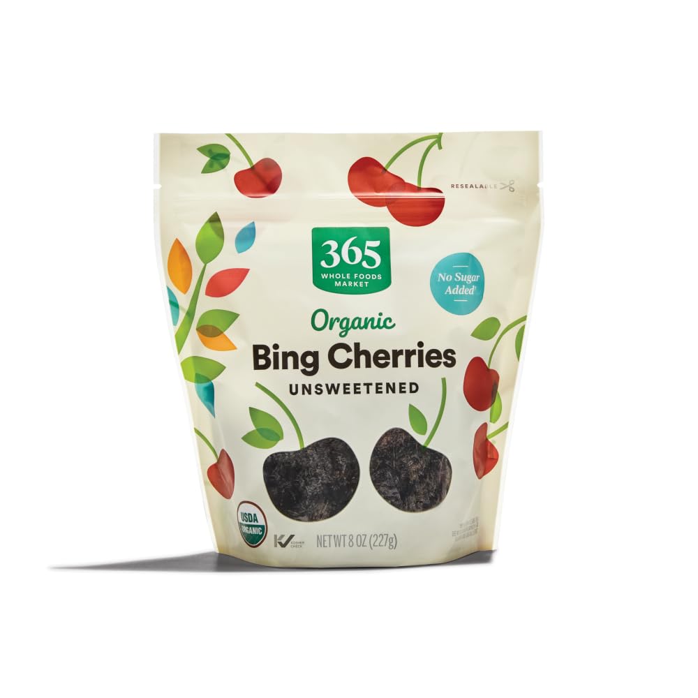 Organic Dried Unsweetened Bing Cherries 8 Oz 365 By Whole Foods Market