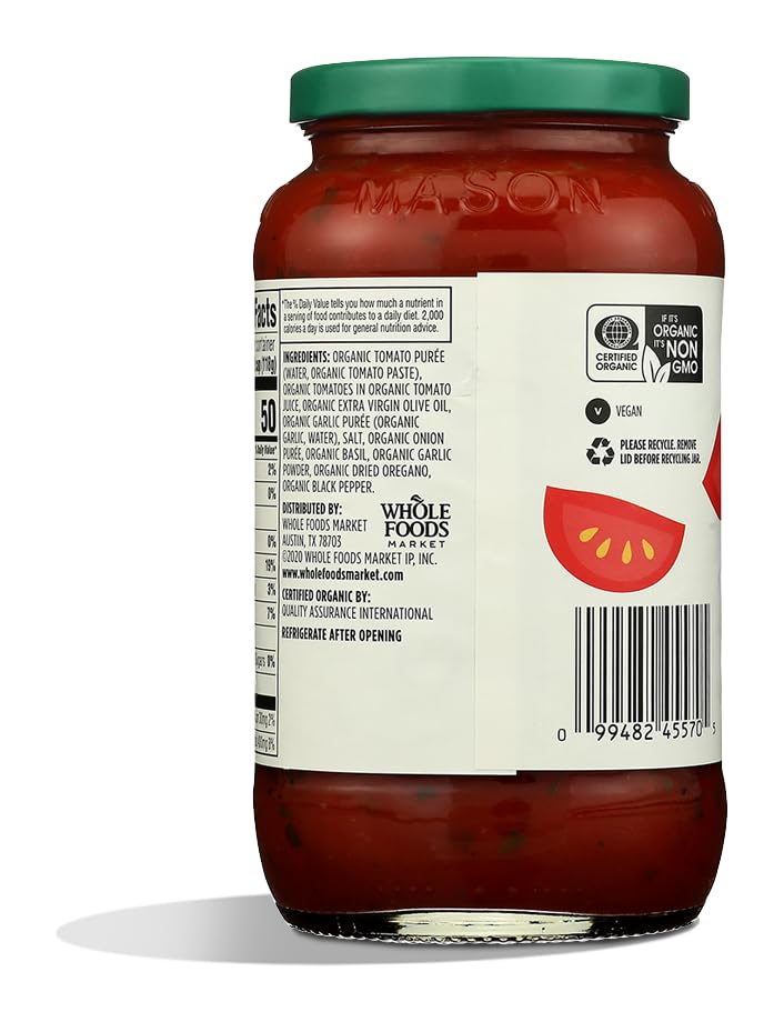 Organic Marinara Pasta Sauce 25 Oz 1 Count 365 By Whole Foods Market