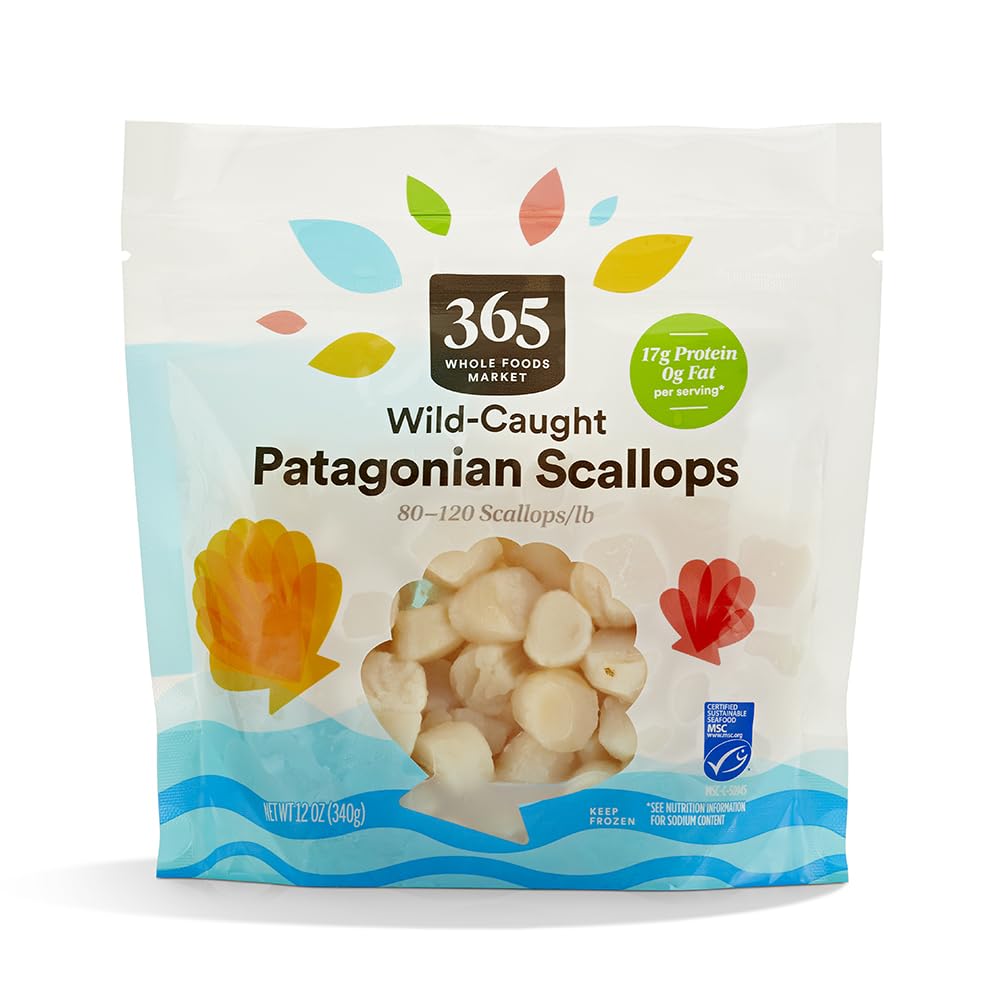 Patagonian Sea Scallops 80/120 12 Oz 365 By Whole Foods Market