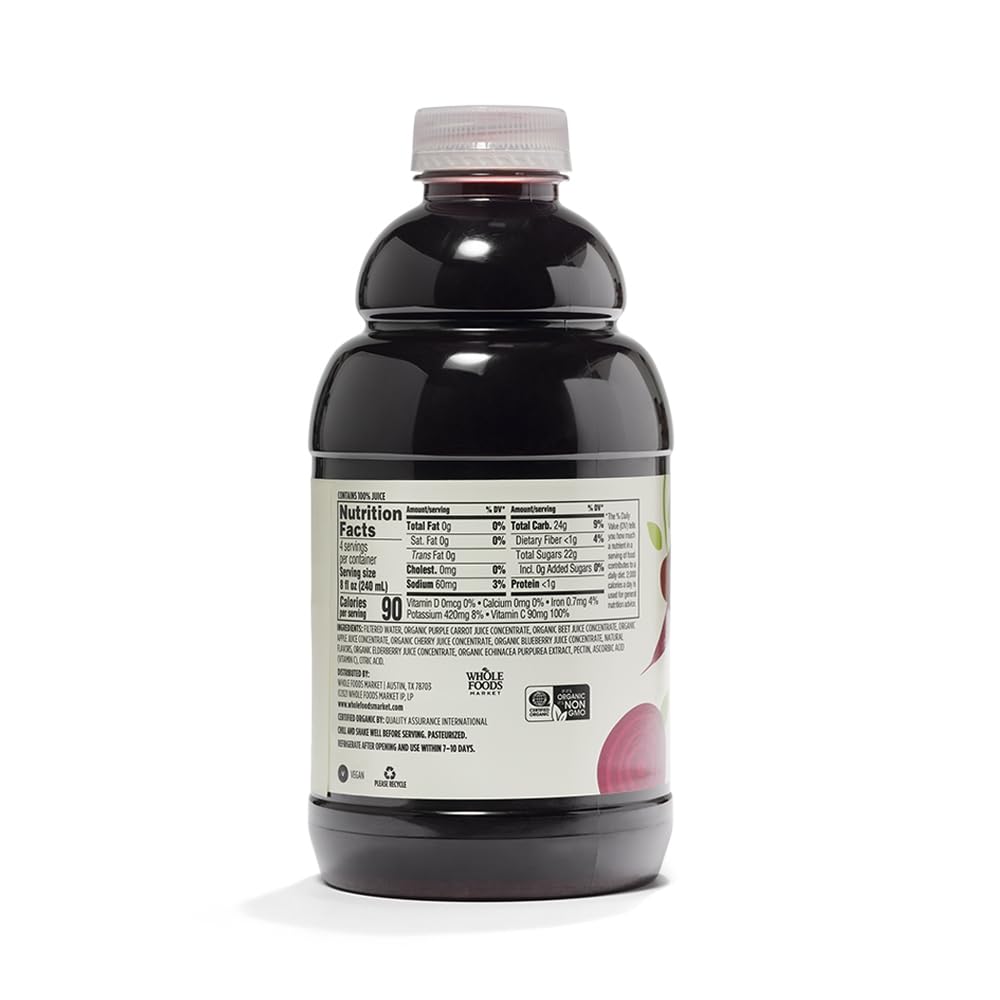 Organic Immune Refresher Purple Carrot Beet & Cherry With Elderberry & Echinacea Juice Blend 32 Fl Oz 1 Count 365 By Whole Foods Market