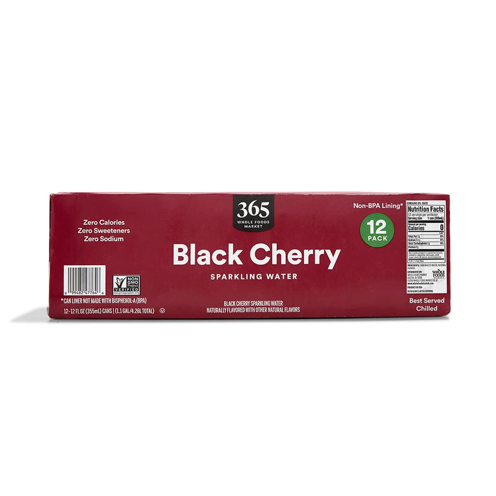 Black Cherry Sparkling Water 12 Fl Oz 12 Count 365 By Whole Foods Market