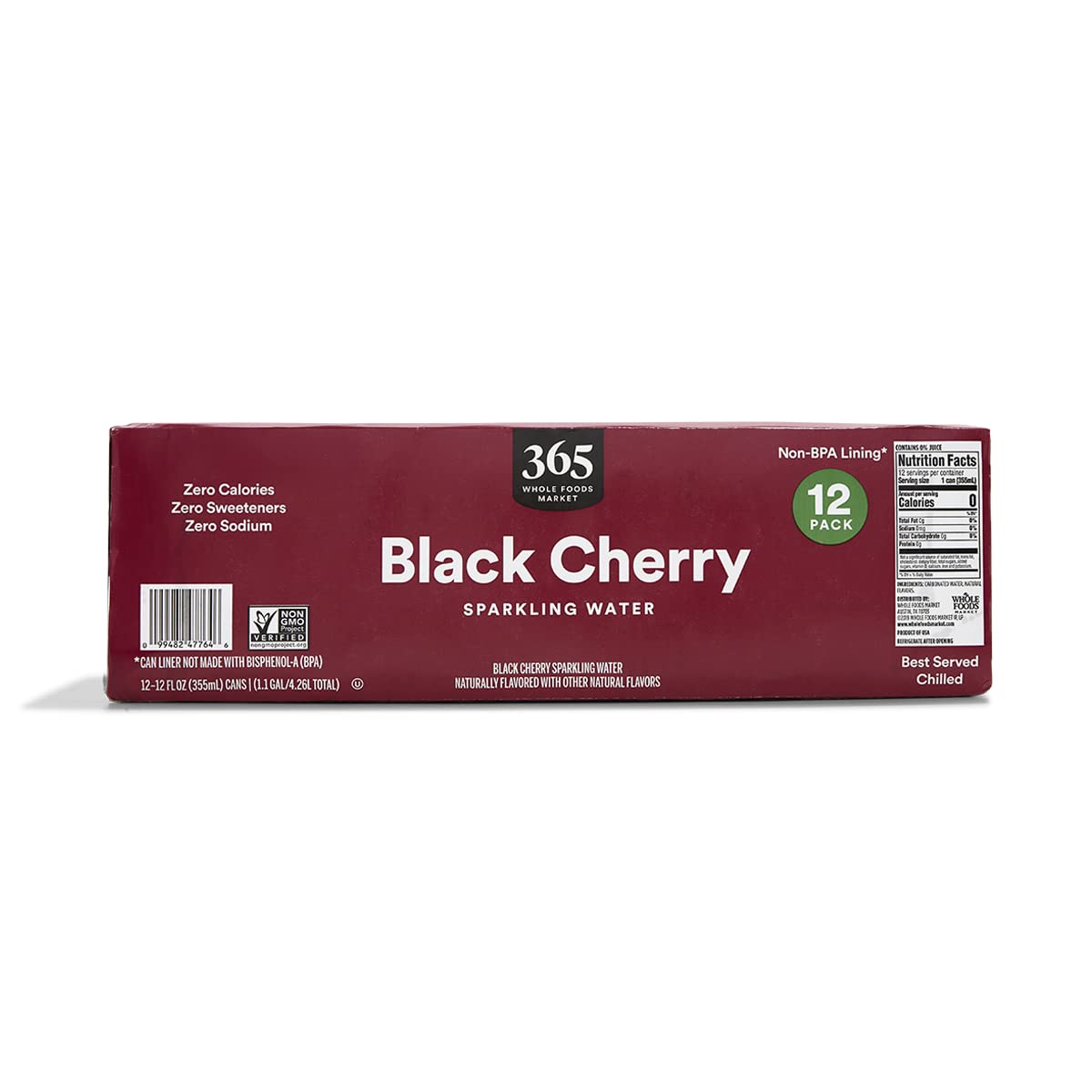 Black Cherry Sparkling Water 12 Fl Oz 12 Count 365 By Whole Foods Market