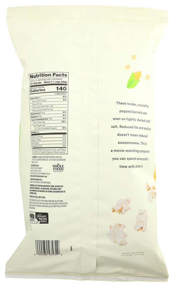 Organic Reduced Fat And Sodium Popcorn 6 Oz 365 By Whole Foods Market