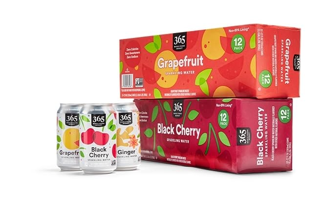 Black Cherry Sparkling Water 12 Fl Oz 12 Count 365 By Whole Foods Market