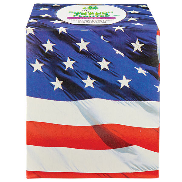 Wegmans White Facial Tissues Patriotic Stripes Design 65 Count 3 Ply