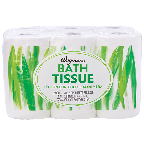 Wegmans Bath Tissue Lotion Enriched With Aloe 12 Rolls 2-Ply 300 Sheets